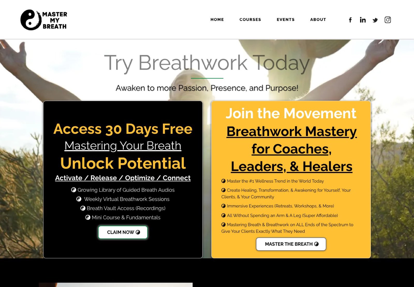 The old Liquid Breathwork site, unearthyoursoul.live, a dated Breathwork course template with a 2022 copyright